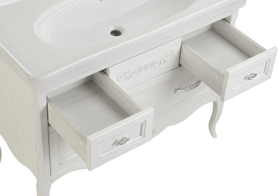Тумба с раковиной ASB Wood Line Модерн 105 белая, патина серебро Тумба с раковиной ASB Wood Line Модерн 105 белая, патина серебро