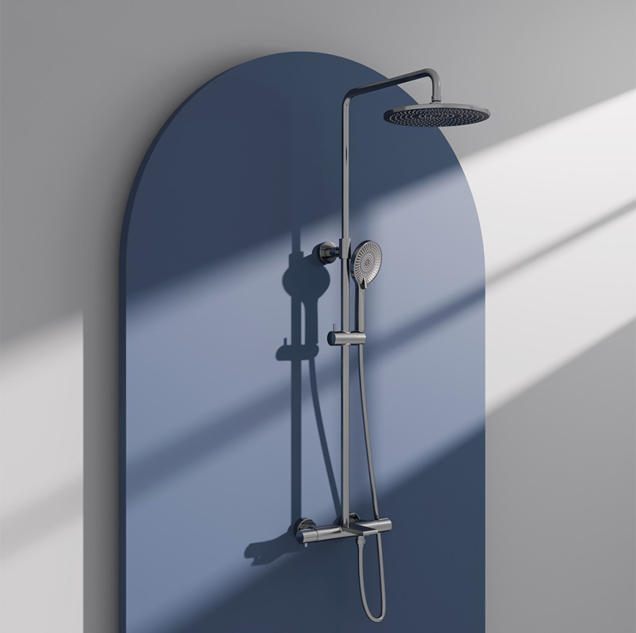 Душевая стойка с изливом AVS Elegant оружейная сталь