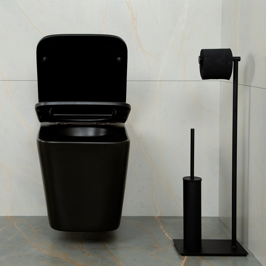 Унитаз подвесной AVS Куб безободковый, черный матовый