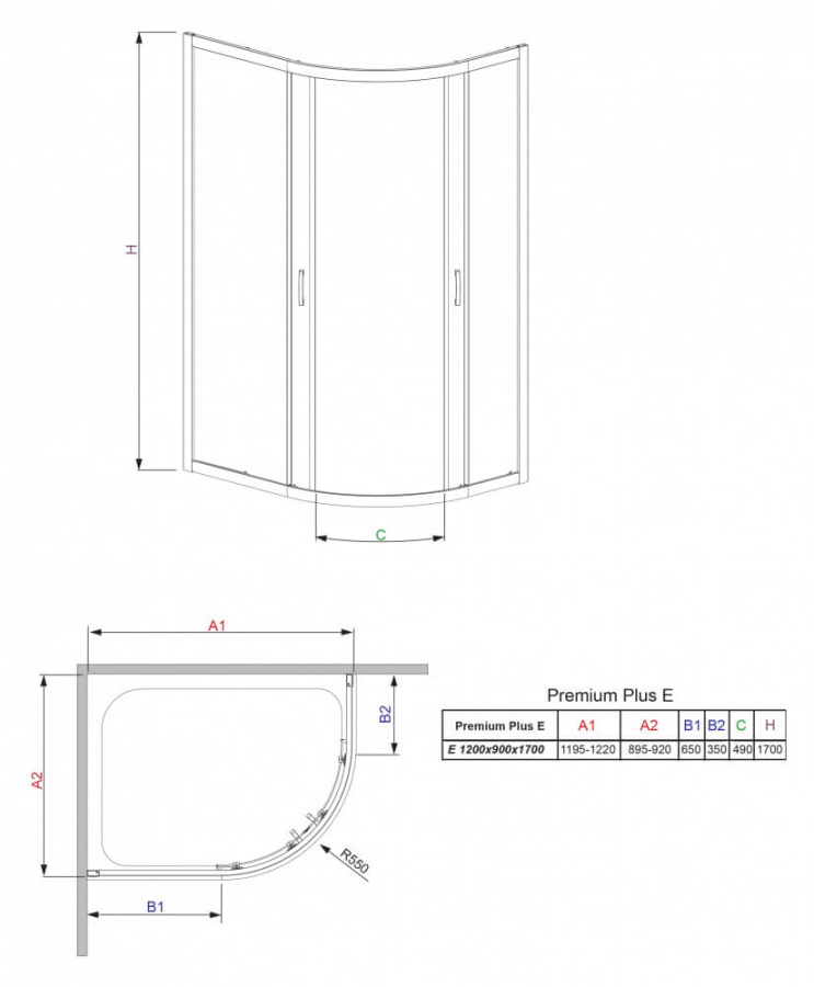 Душевой уголок Radaway Premium Plus 30483-01-06N 120х90 профиль хром, рифленое стекло