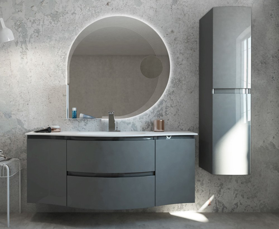 44229 Шкафчик подвесной с одной распашной створкой, левый 34x41x55 VAGUE Antracite CEZARES