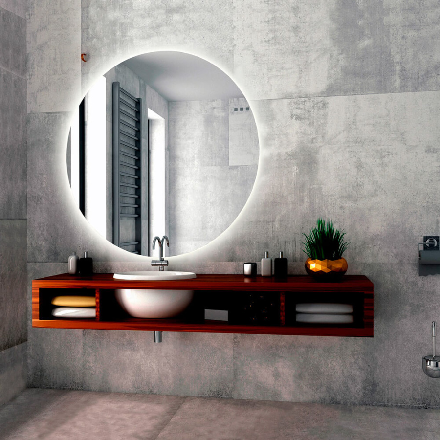 Зеркалос подствекой AVS Тахо 100 см, часы и антипар