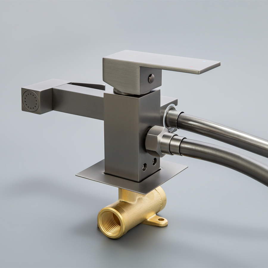 Гигиенический душ со смесителем AVS Cube оружейная сталь