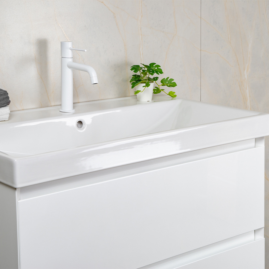 Тумба с раковиной AVS Гармония 80 белая (раковина 02 белая глянцевая) Тумба с раковиной AVS Гармония 80 белая (раковина 02 белая глянцевая)