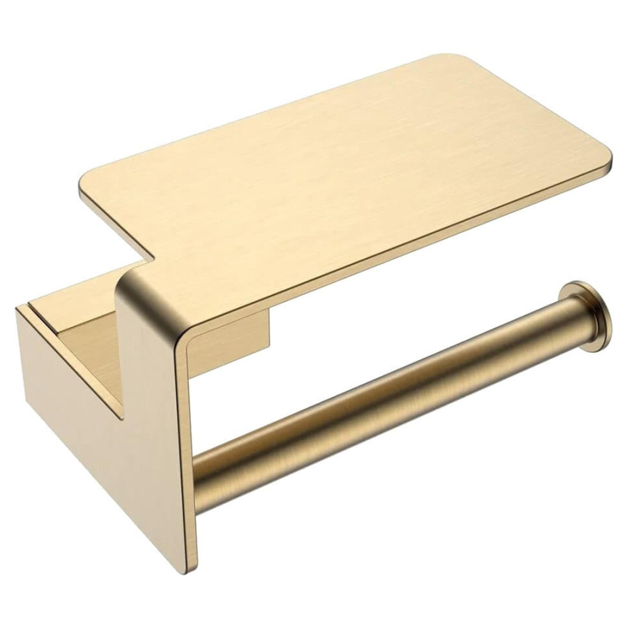 Держатель для туалетной бумаги Boheme Q 10941-MG золото матовое, с полочкой