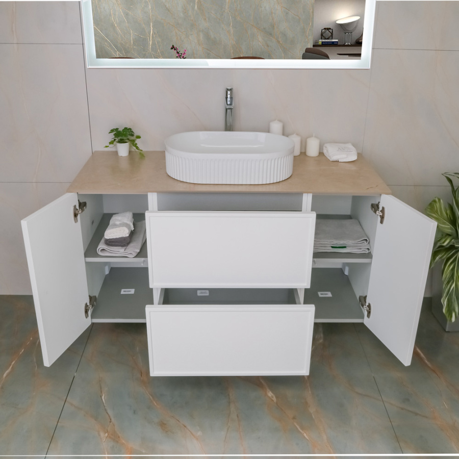 Тумба с раковиной AVS Палитра 120 (50x32) белая, 2 ящика и 2 дверки Тумба с раковиной AVS Палитра 120 (50x32) белая, 2 ящика и 2 дверки