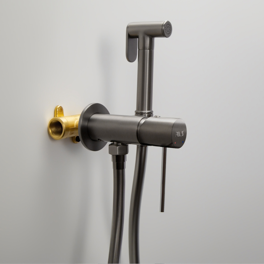 Гигиенический душ со смесителем AVS Slimmer оружейная сталь Гигиенический душ со смесителем AVS Slimmer оружейная сталь