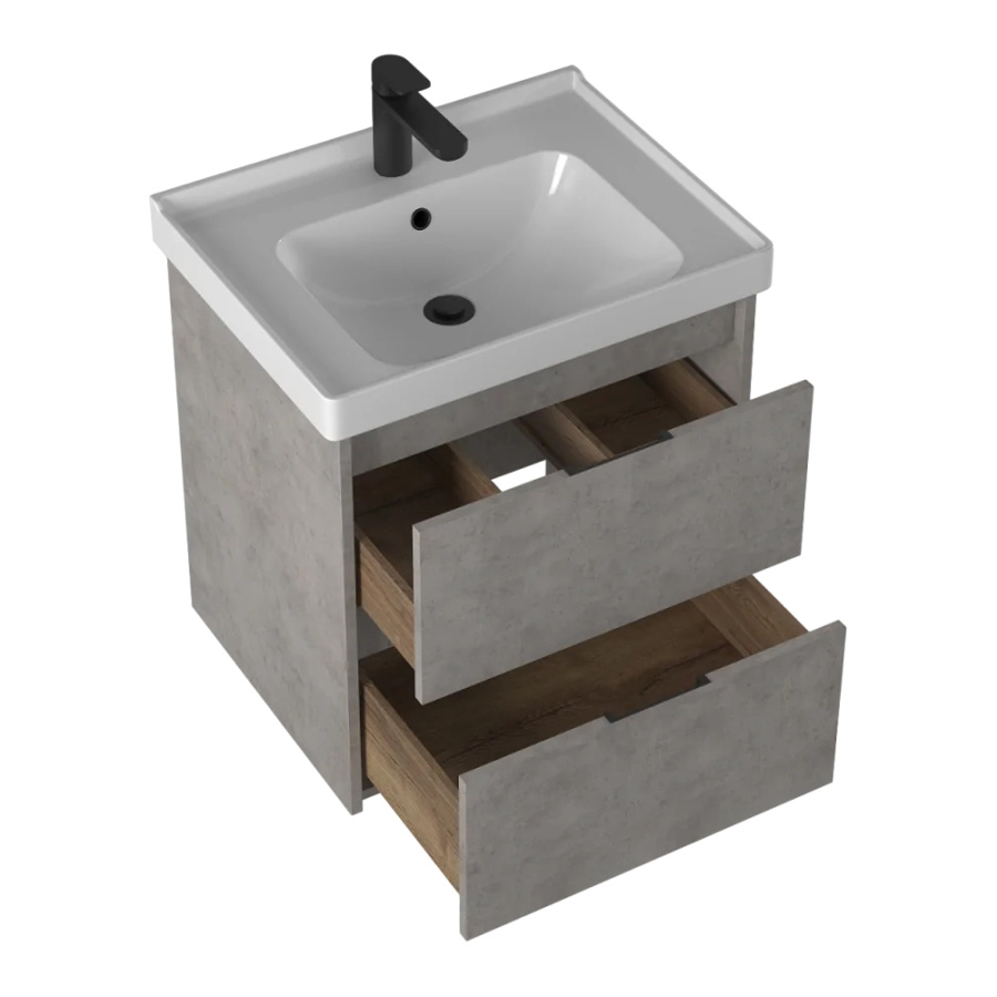 Тумба с раковиной Briz Чикаго 60 светло-серый бетон