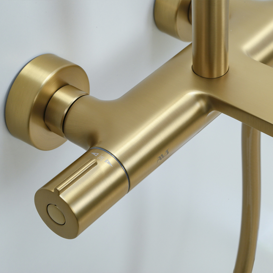 Душевая стойка с изливом AVS Elegant брашированное золото