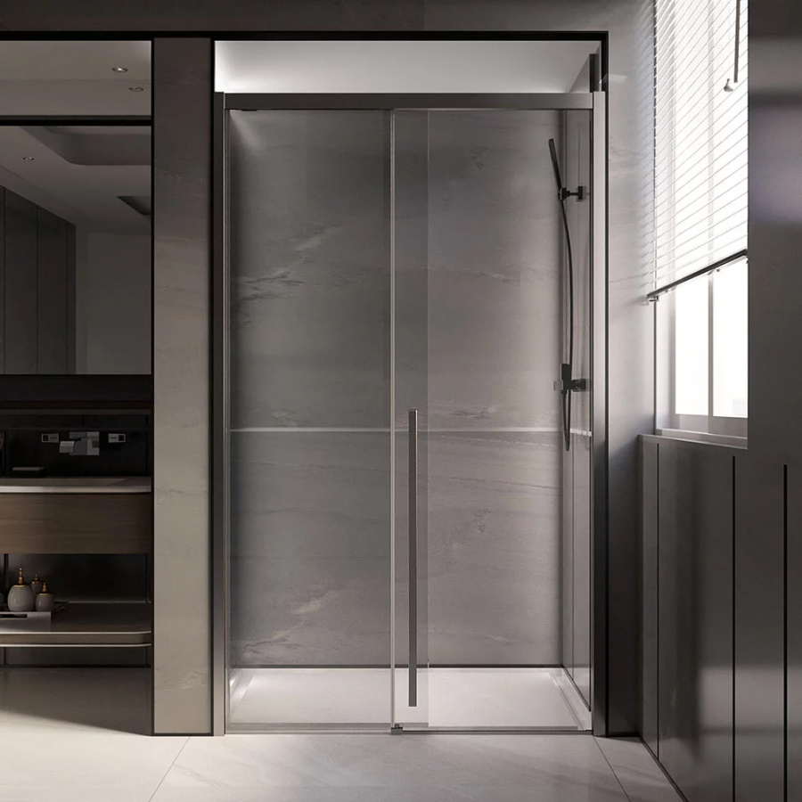 Душевая дверь в нишу Veconi Premium Trento PTD30-GR 120 профиль графит брашированный, стекло прозрачное Душевая дверь в нишу Veconi Premium Trento PTD30-GR 120 профиль графит брашированный, стекло прозрачное