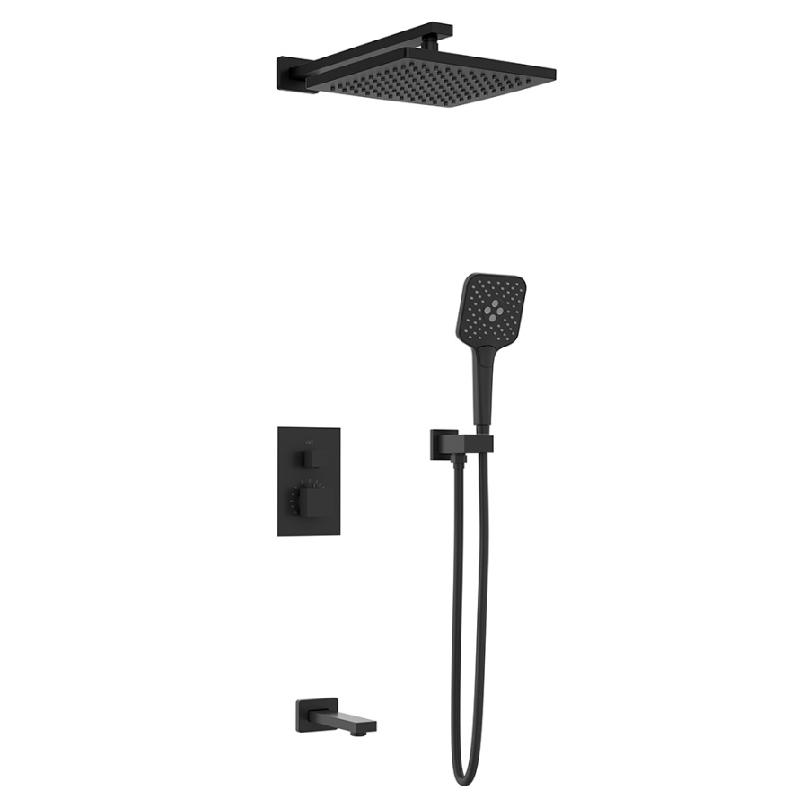 Душевой комплект AVS Termo 4в1 квадратный, черный матовый Душевой комплект AVS Termo 4в1 квадратный, черный матовый