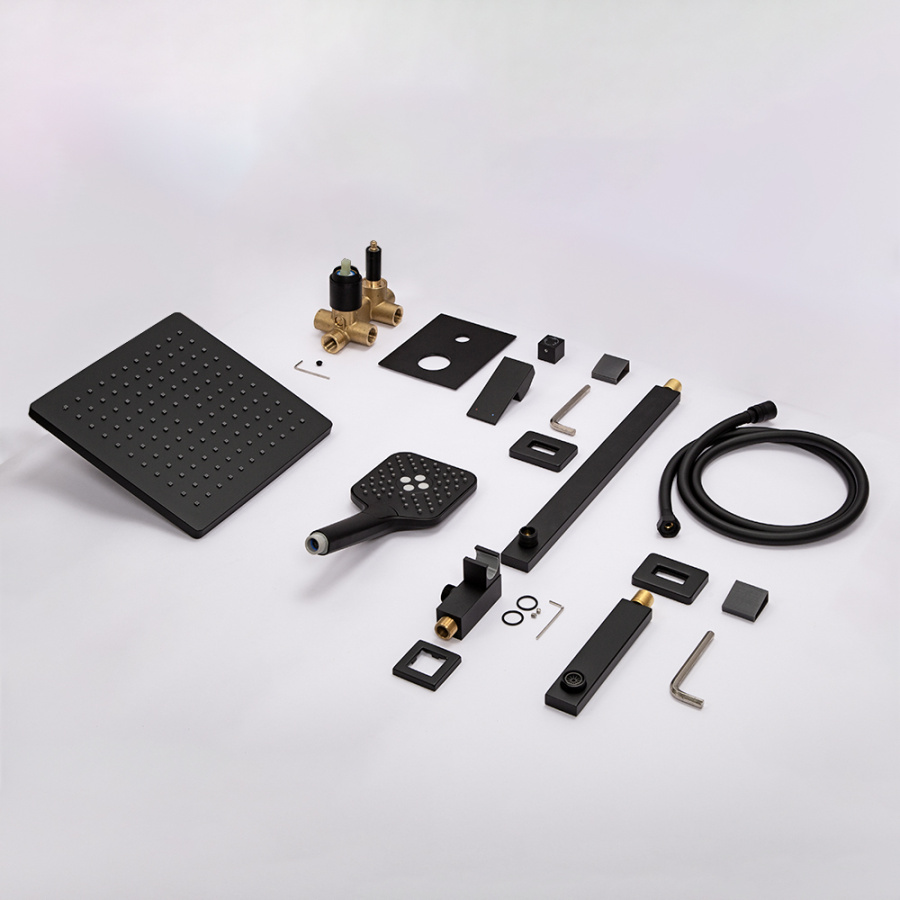 Душевой комплект AVS Cube 4в1черный матовый Душевой комплект AVS Cube 4в1черный матовый