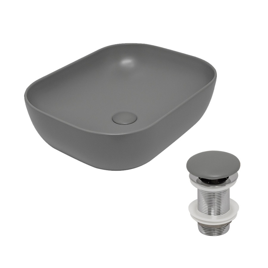 Раковина AVS Клара 51x40 серая матовая с донным клапаном Раковина AVS Клара 51x40 серая матовая с донным клапаном
