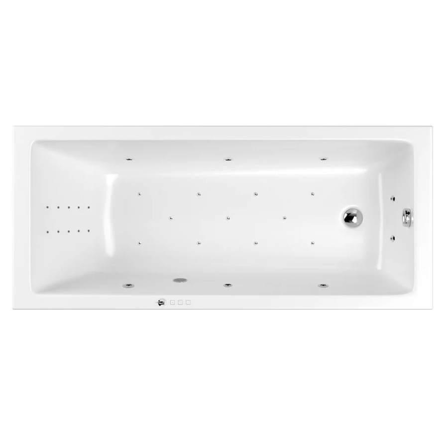 Акриловая ванна Whitecross Wave Ultranano 160x70 белая, с ГМ, АМ и сливом-переливом