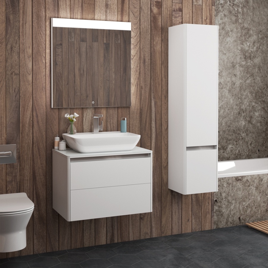 Тумба 700 2ящ + Пенал Белый мат Hanna DIBORG