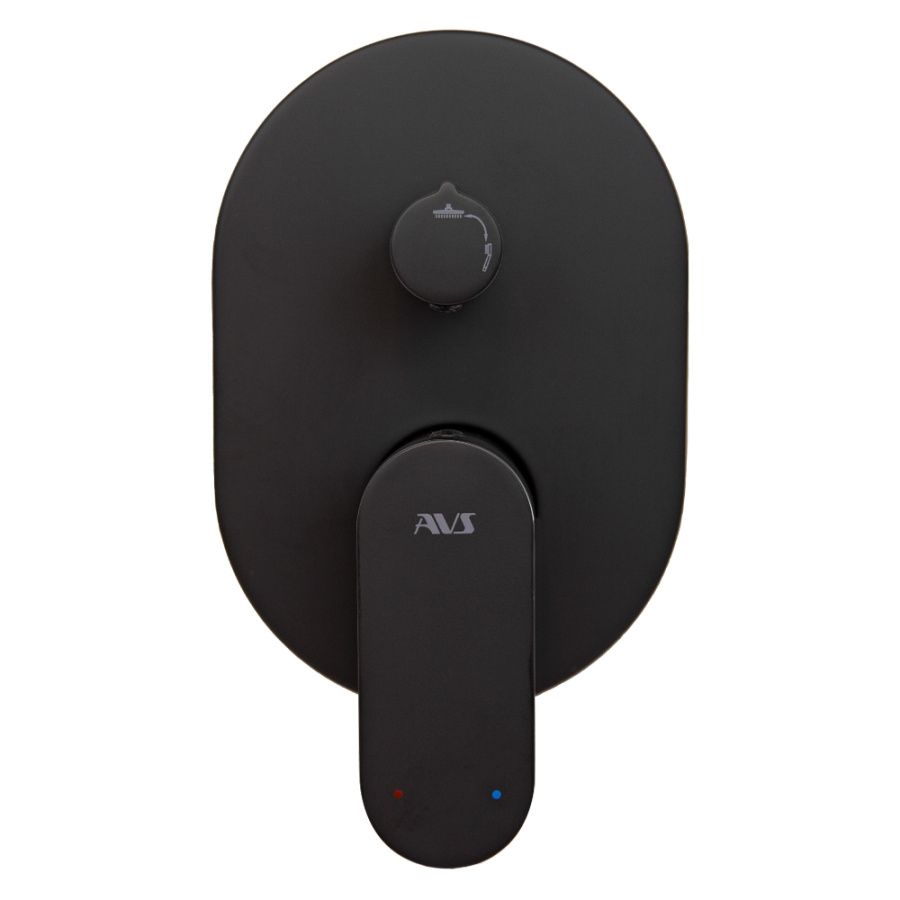 Смеситель для ванны и душа AVS Beauty с внутренней частью, черный матовый