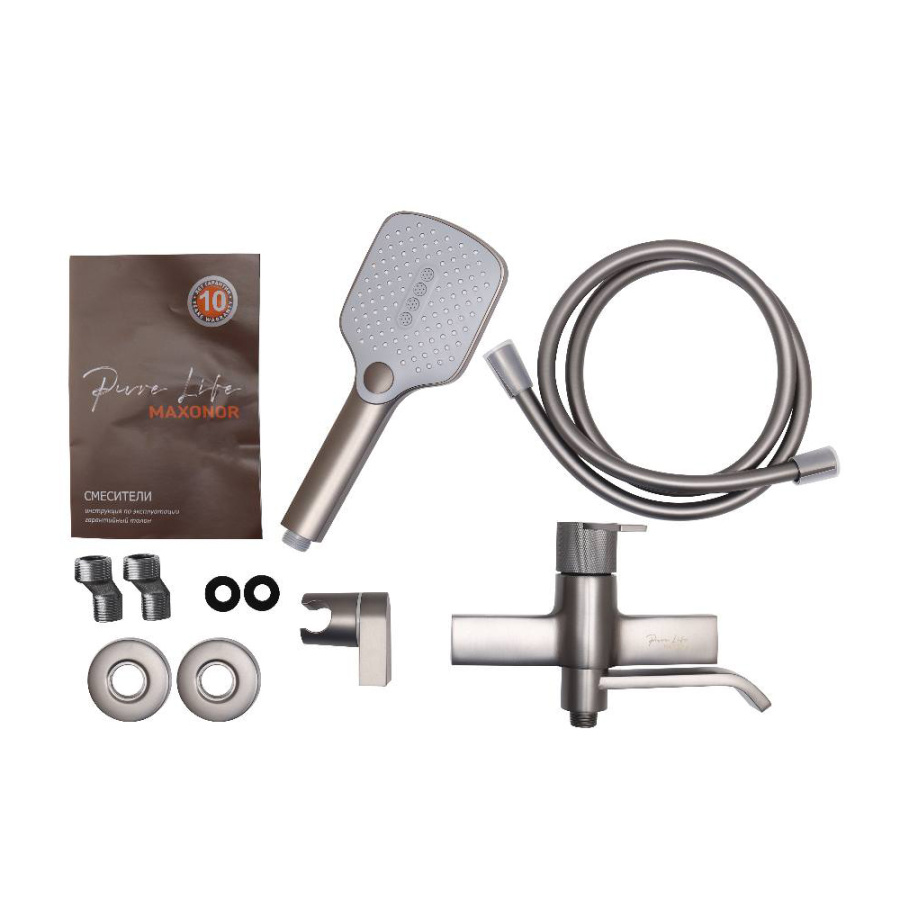 Смеситель для ванны с душем Maxonor Beauty PL3284-9 серый матовый