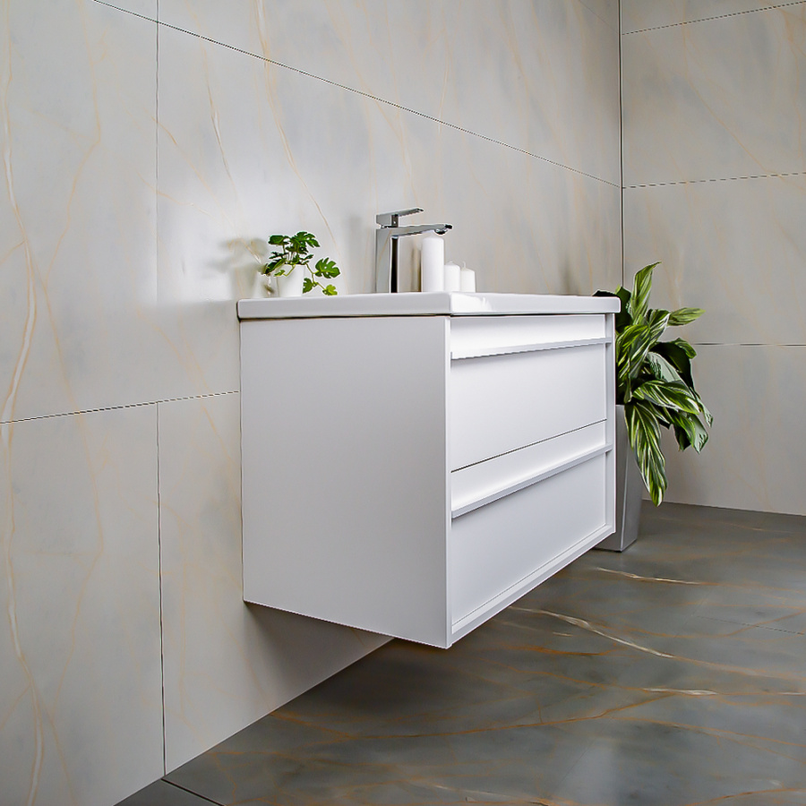 Тумба с раковиной AVS Графика 80 белая матовая с белой ручкой Тумба с раковиной AVS Графика 80 белая матовая с белой ручкой