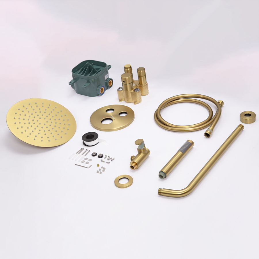 Душевой комплект AVS Luxury 3в1 круглый, брашированное золото Душевой комплект AVS Luxury 3в1 круглый, брашированное золото