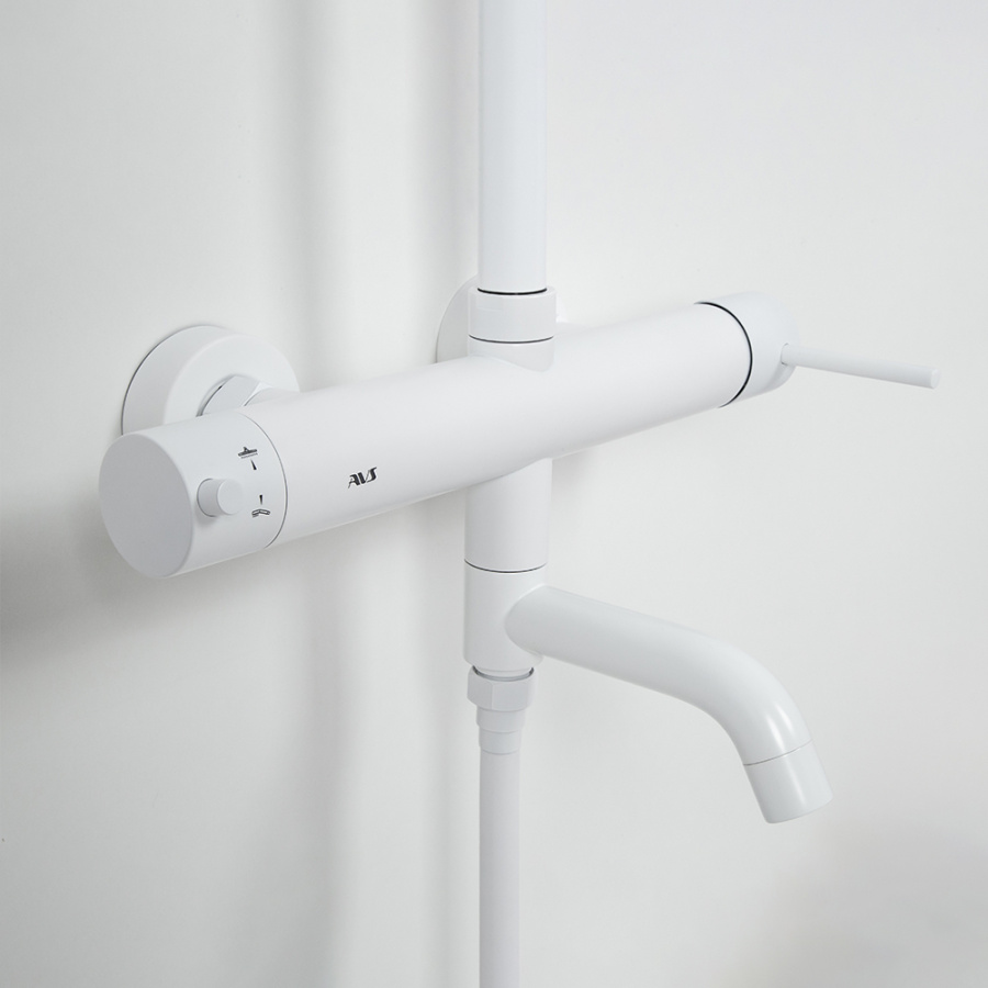 Душевая стойка AVS Slimmer белый матовый Душевая стойка AVS Slimmer белый матовый