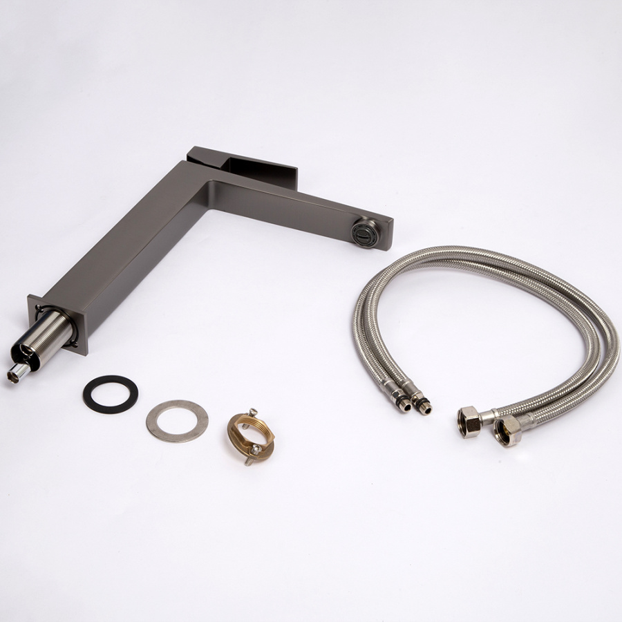 Смеситель для раковины AVS New Cube высокий, оружейная сталь Смеситель для раковины AVS New Cube высокий, оружейная сталь