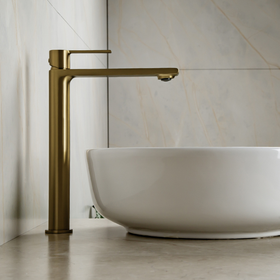 Смеситель для раковины AVS Elegant высокий, брашированное золото Смеситель для раковины AVS Elegant высокий, брашированное золото