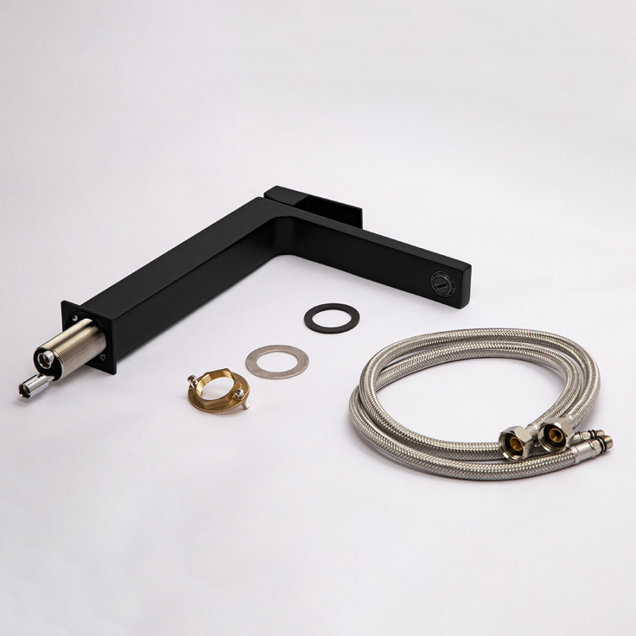 Смеситель для раковины AVS Cube высокий, черный матовый