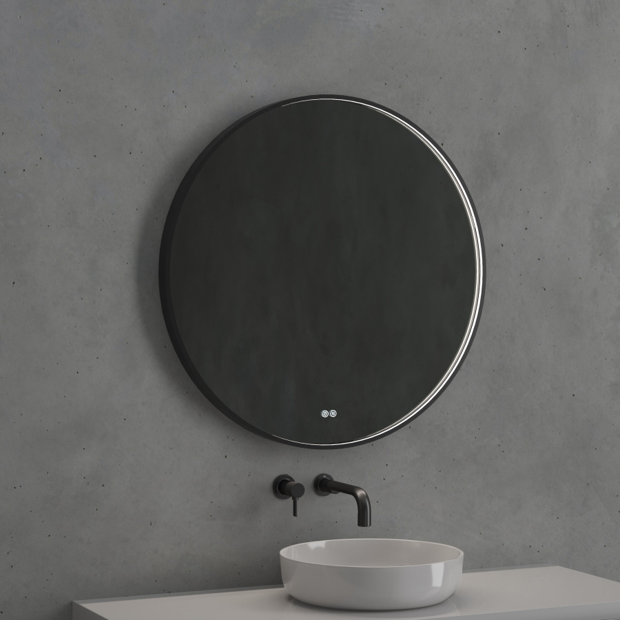 Зеркало с подсветкой AVS AZ 80 см, антипар, черное матовое Зеркало с подсветкой AVS AZ 80 см, антипар, черное матовое