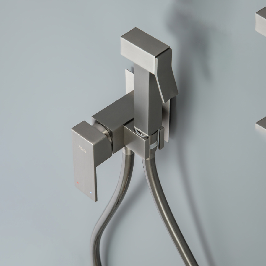 Гигиенический душ со смесителем AVS Cube оружейная сталь