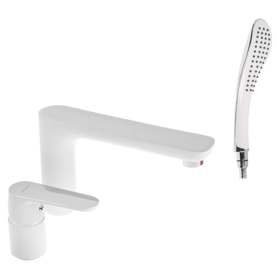 Смеситель на борт ванны Accoona A6519G белый матовый