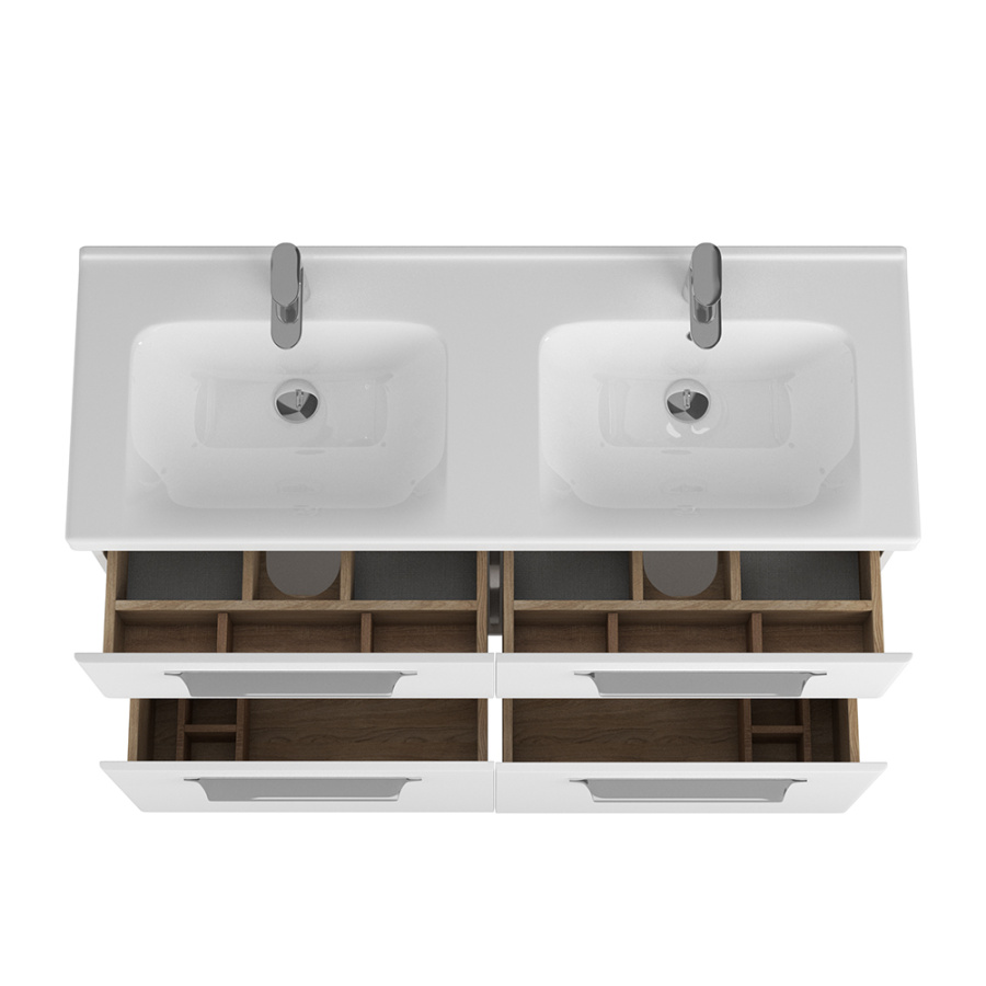 Тумба 1250 4ящ + Раковина Гармония Белый мат Lande DIBORG