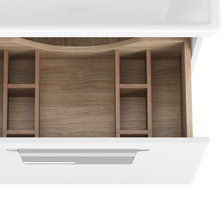 Тумба 700 1ящ + Раковина Q70 Белый мат Lande DIBORG