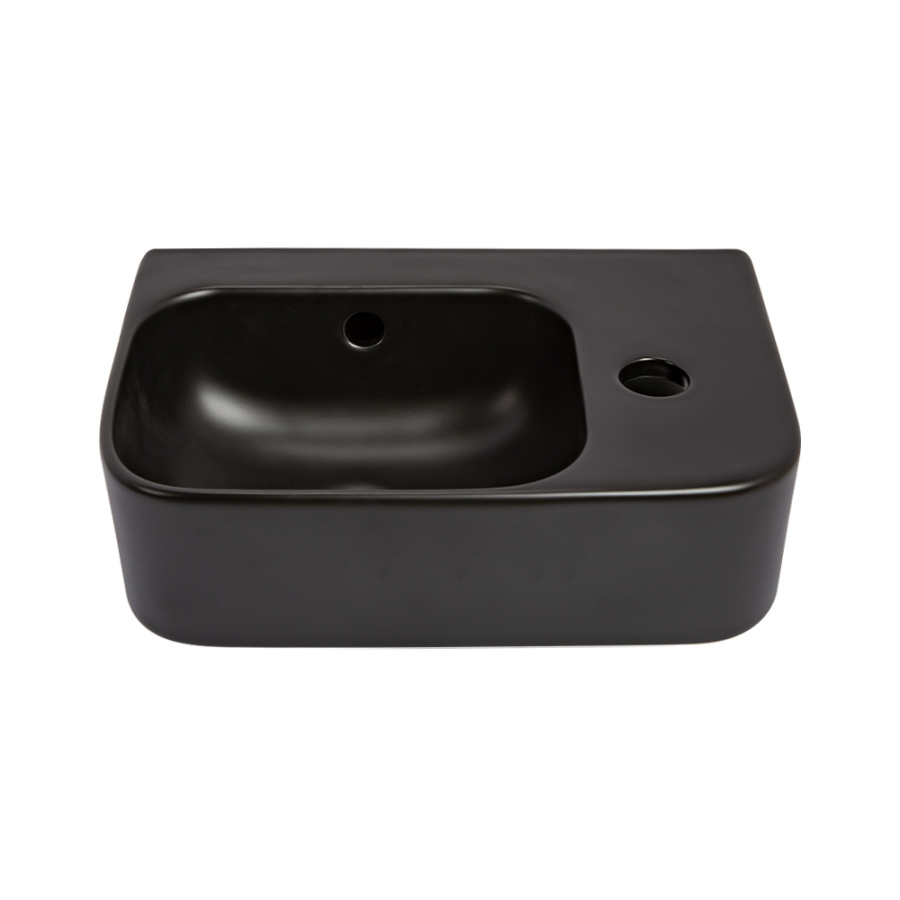 Рукомойник AVS Грэйс 37x25 L, черный матовый с донным клапаном