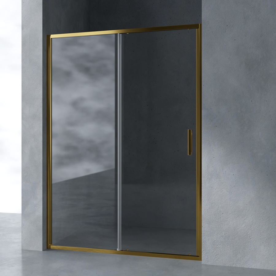 Душевая дверь в нишу AVS Вектор 140 см профиль брашированное золото, стекло прозрачное Душевая дверь в нишу AVS Вектор 140 см профиль брашированное золото, стекло прозрачное
