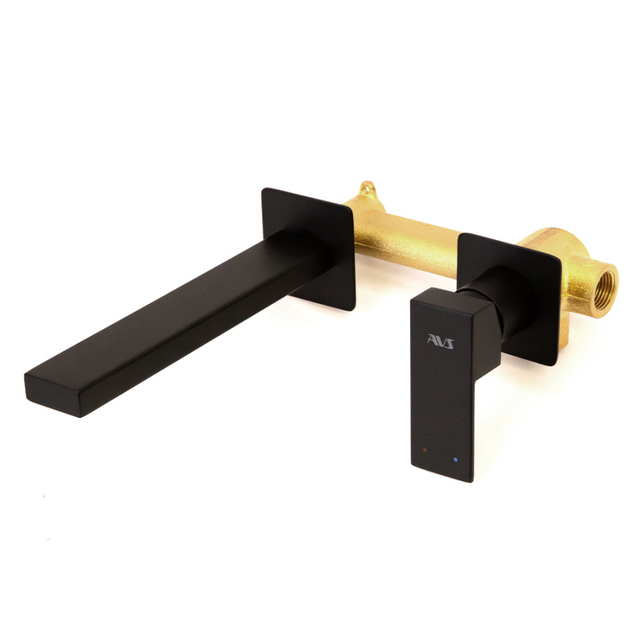 Смеситель для раковины AVS Cube с внутренней частью, черный матовый Смеситель для раковины AVS Cube с внутренней частью, черный матовый