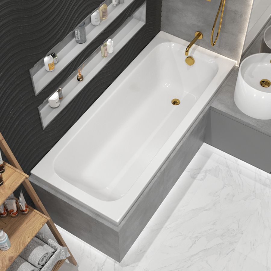 Акриловая ванна Whitecross Vibe 180х75 белая, без каркаса