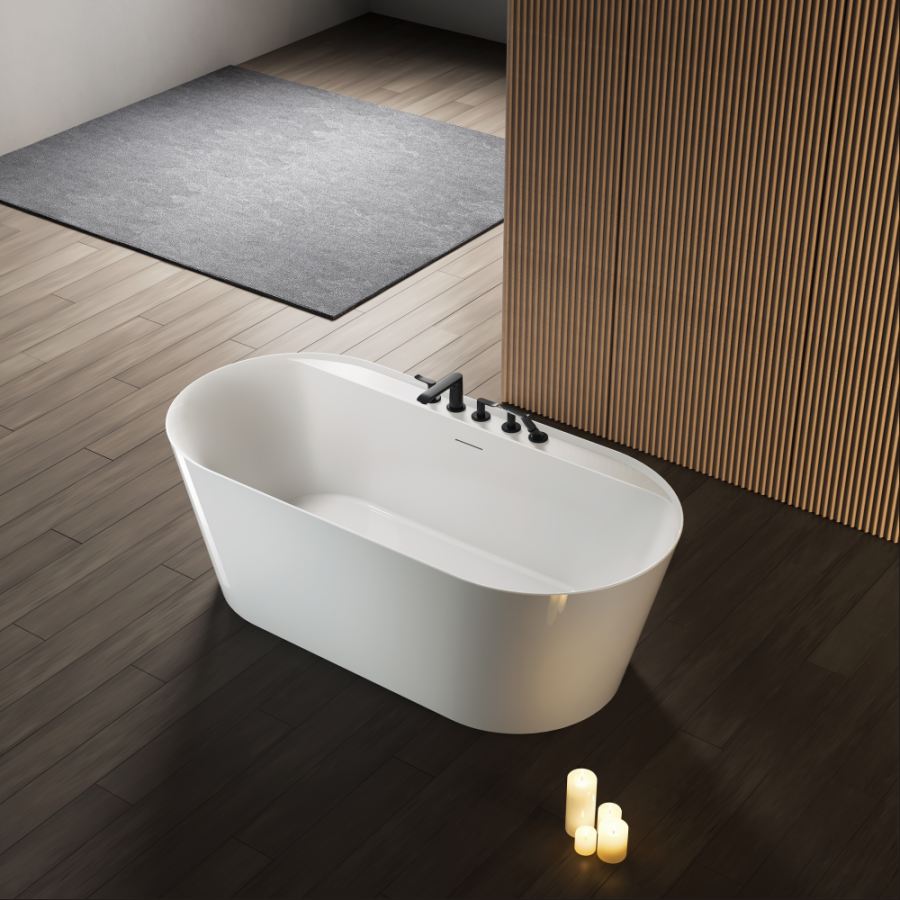 Акриловая ванна AVS Герда 170x80 белая с донным клапаном