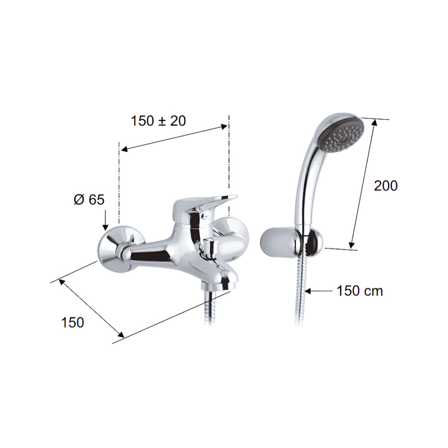 Смеситель для ванны с душем Remer Kiss K02 хром