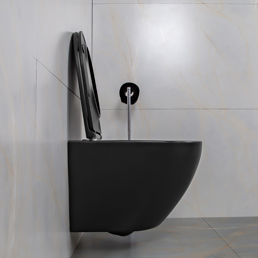 Унитаз подвесной AVS Сити безободковый, черный матовый