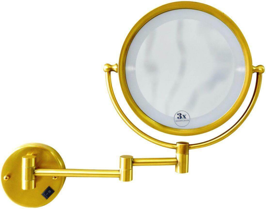 503 Зеркало косметическое настенное с подсветкой (3Х) золото Medici BOHEME