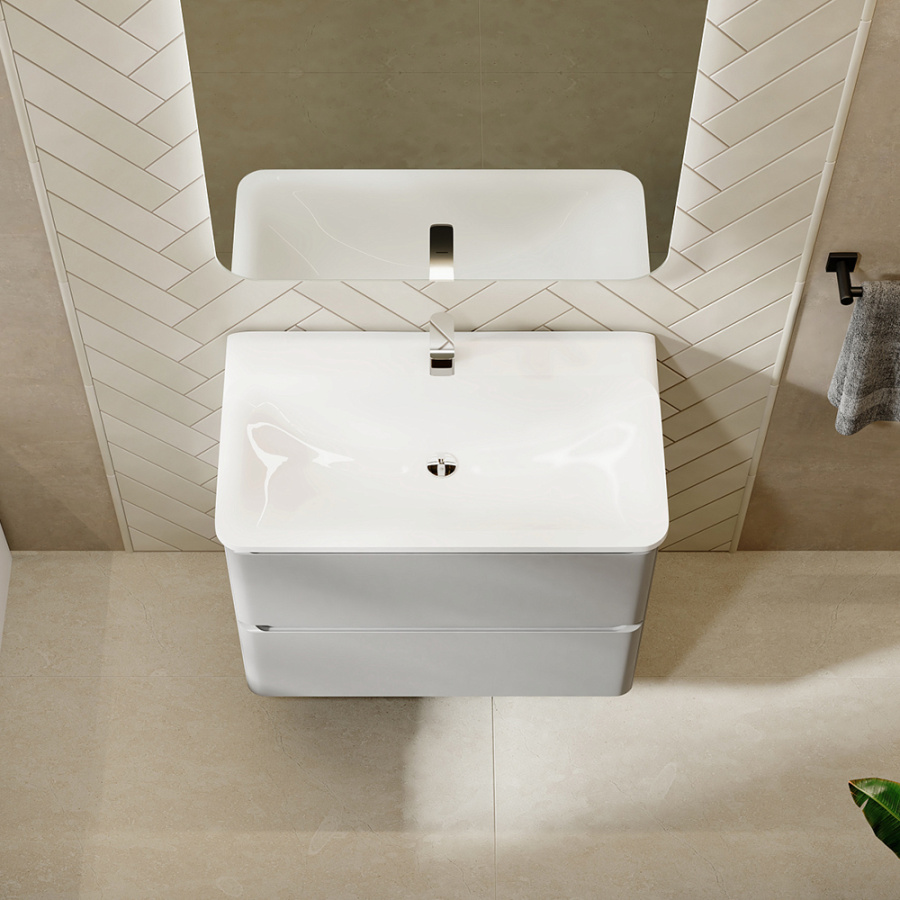 Тумба с раковиной RAVAL Welto 80 2 ящика, светло-серая Тумба с раковиной RAVAL Welto 80 2 ящика, светло-серая