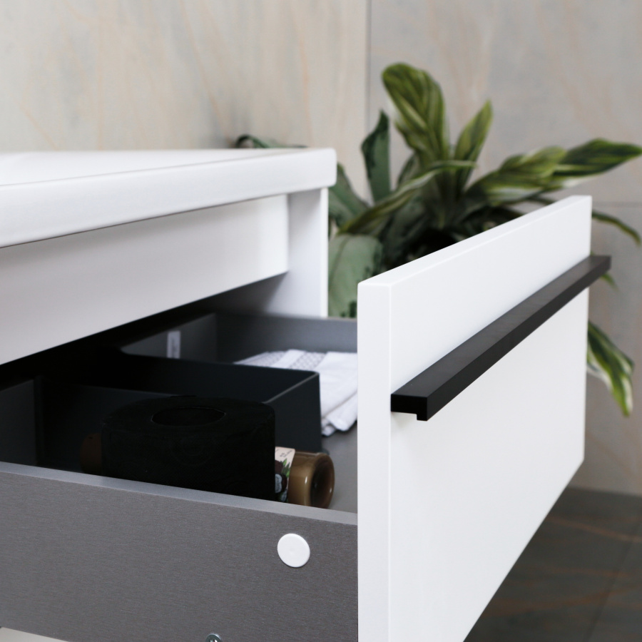 Тумба с раковиной AVS Графика 60 белая матовая (ручки черные, раковина белая)