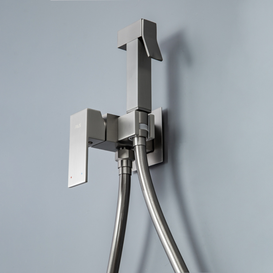 Гигиенический душ со смесителем AVS Cube оружейная сталь