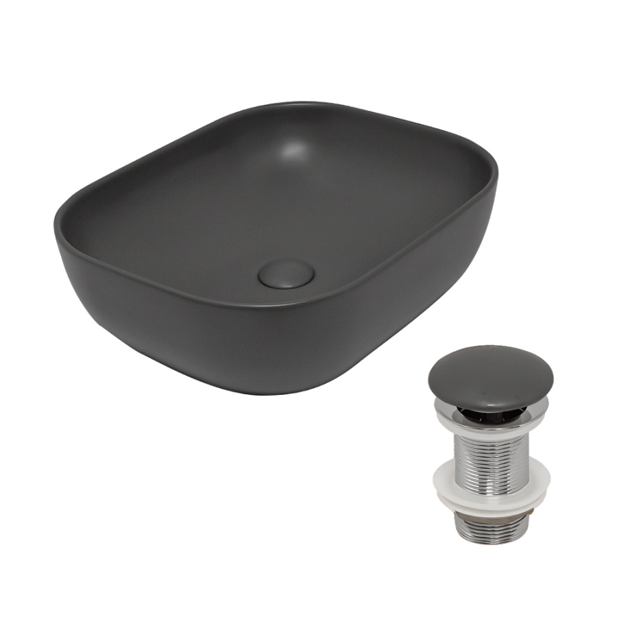 Раковина AVS Клара 51x40 темно-серая матовая с донным клапаном Раковина AVS Клара 51x40 темно-серая матовая с донным клапаном
