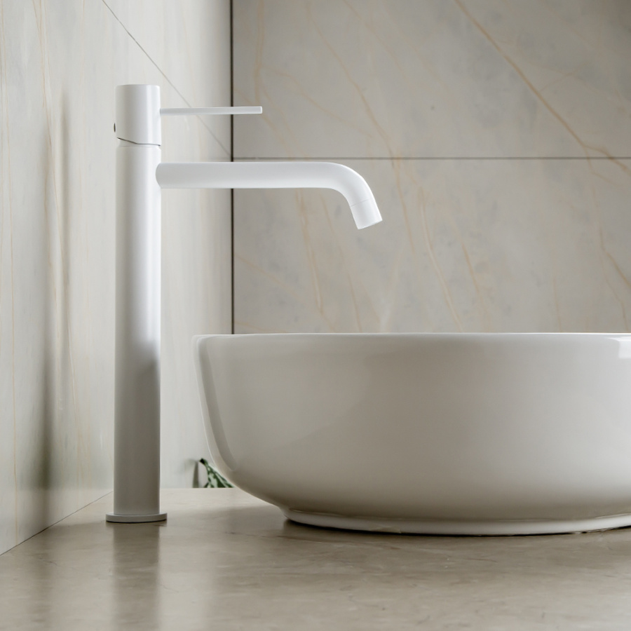 Смеситель для раковины AVS Slimmer высокий, белый матовый