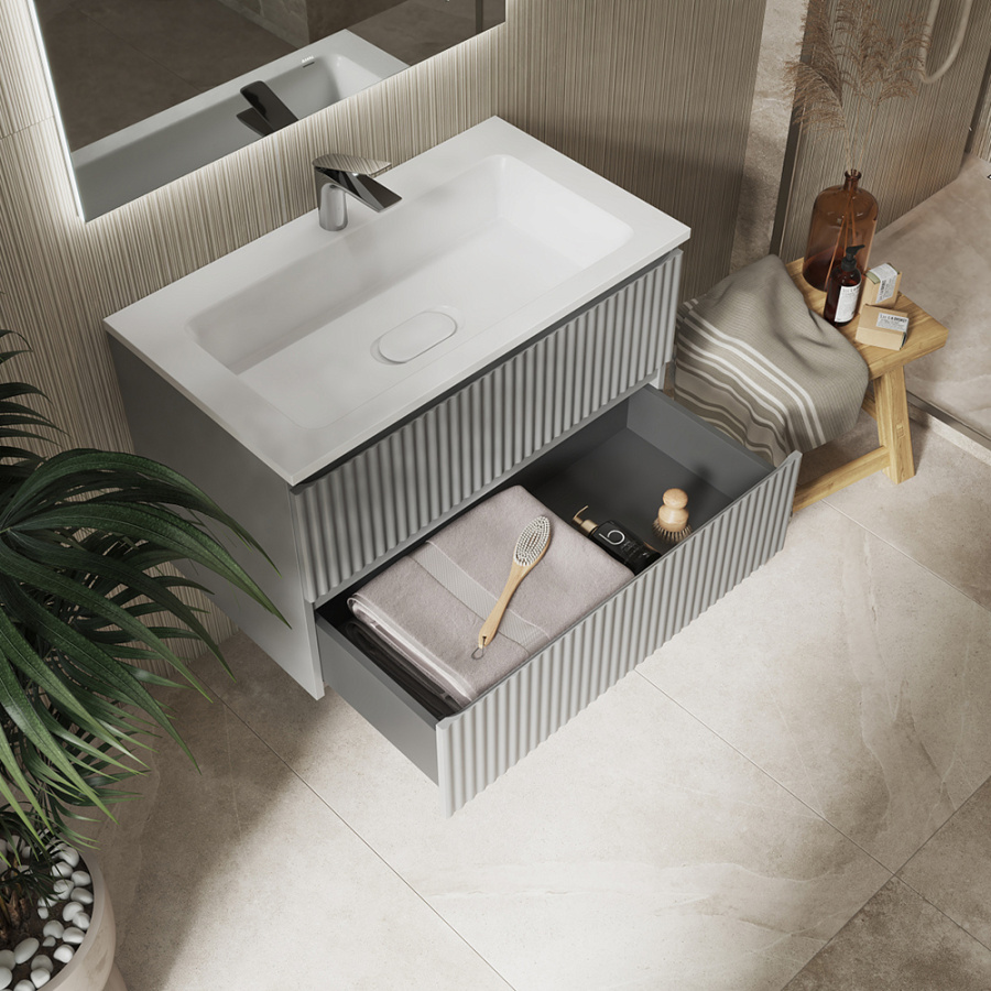 Тумба с раковиной RAVAL Coste 80 светло-серая Тумба с раковиной RAVAL Coste 80 светло-серая