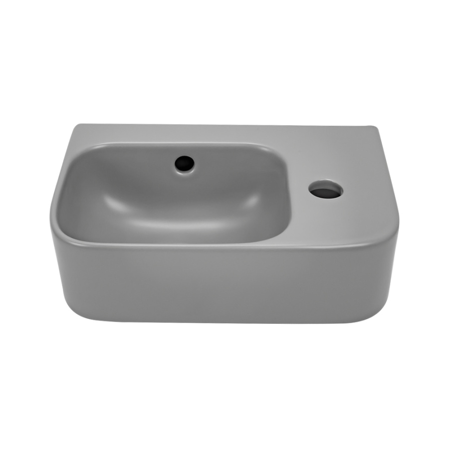 Рукомойник AVS Грэйс 37x25 L, цементно-серый матовый с донным клапаном