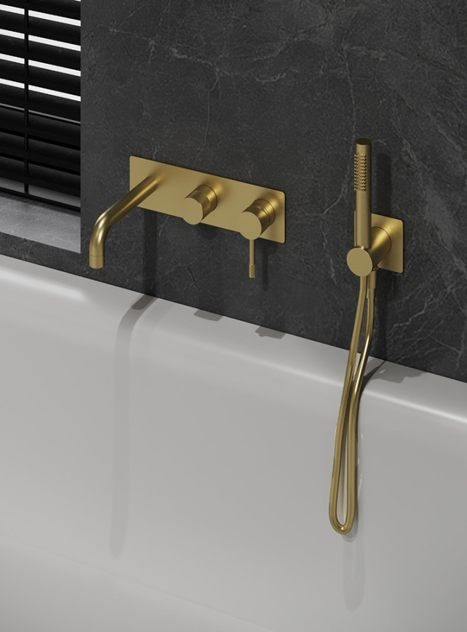 Смеситель для ванны с душем Boheme Uno 464-3-MG золото матовое