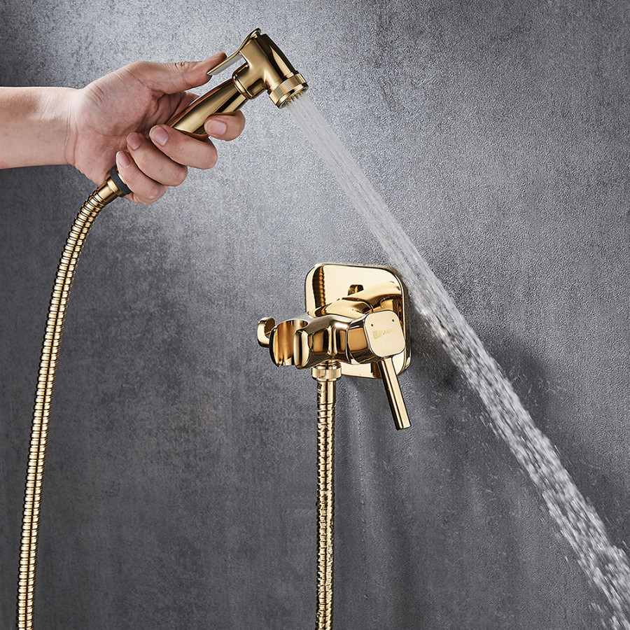 Гигиенический душ со смесителем Lemark Solo LM7165G золото