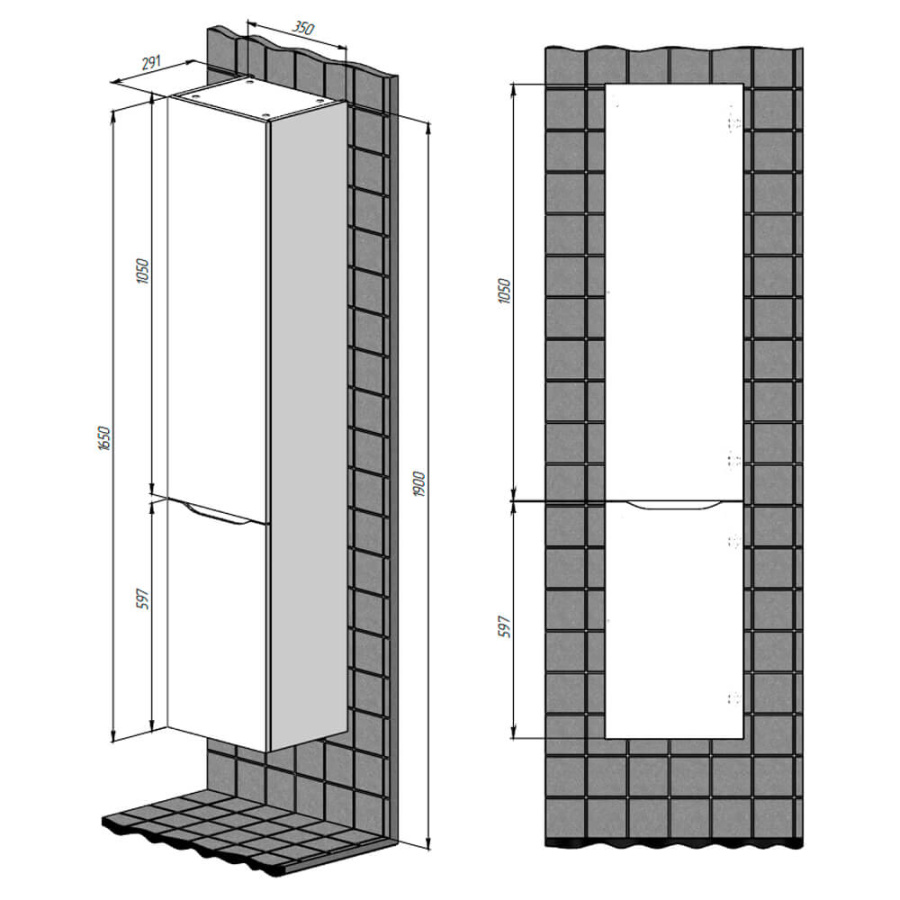 Пенал 350x1650x290 Сити правый BRIZ 232 04-06035-00 02 Пенал 350x1650x290 Сити правый BRIZ 232 04-06035-00 02